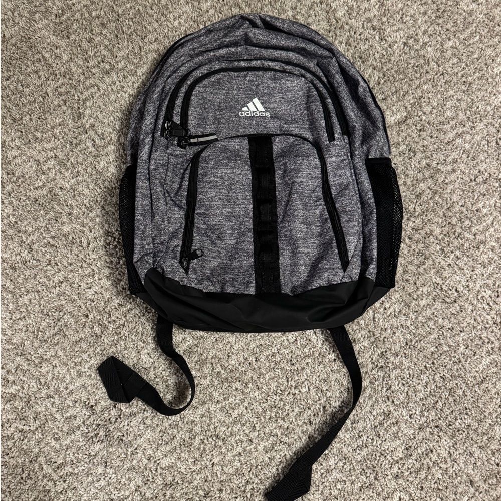 Adidas Gray and Black Sporty Backpack with Padded Straps